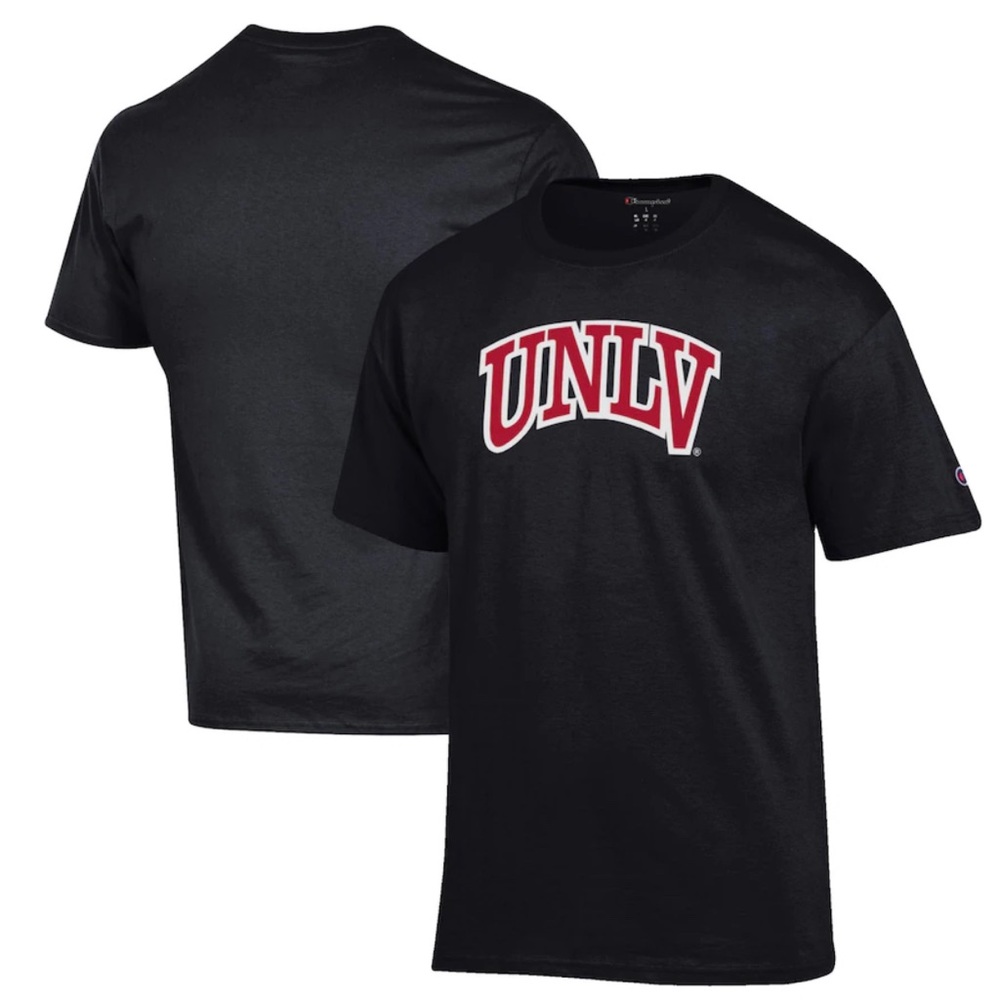 UNLV Champion Logo T-Shirt in black with red design size small
